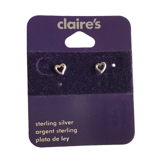 Claire’s Sterling Silver Heart Earrings Studs Posts Wedding Bridal Holiday Party - Picture 6 of 6